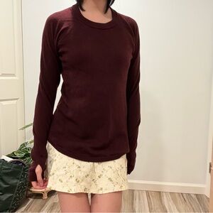 Lululemon Sit in Lotus Merino Wool Pull-Over Sweater in Garnet